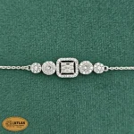 سرویس نقره زنجیری امرالدکات با نگین های برلیان و باگت 18.7 گرمی نقره اصل 925 - Image 4