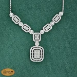 سرویس نقره زنجیری امرالدکات با نگین های برلیان و باگت 18.7 گرمی نقره اصل 925 - Image 3