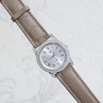 ساعت نقره مردانه نگین دار بند چرمی نقره اصل 925 - Image 11