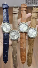 ساعت نقره مردانه سیاه قلم بدون نگین بند چرمی نقره اصل 925 - Image 2