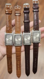 ساعت نقره مردانه سیاه قلم بدون نگین بند چرمی نقره اصل 925 - Image 2