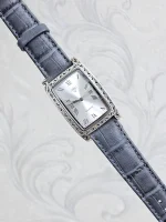 ساعت نقره مردانه سیاه قلم بدون نگین بند چرمی نقره اصل 925 - Image 5