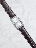 ساعت نقره مردانه سیاه قلم بدون نگین بند چرمی نقره اصل 925 - Image 7