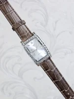 ساعت نقره مردانه سیاه قلم بدون نگین بند چرمی نقره اصل 925 - Image 9