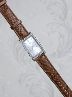 ساعت نقره مردانه سیاه قلم بدون نگین بند چرمی نقره اصل 925