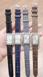 ساعت نقره مردانه سیاه قلم بدون نگین بند چرمی نقره اصل 925 - Image 3