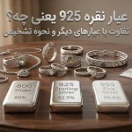 عیار نقره 925 یعنی چه؟ تصویر مقایسه عیارهای نقره و روش‌های تشخیص اصالت برای مقاله آموزشی | نقره اطلس