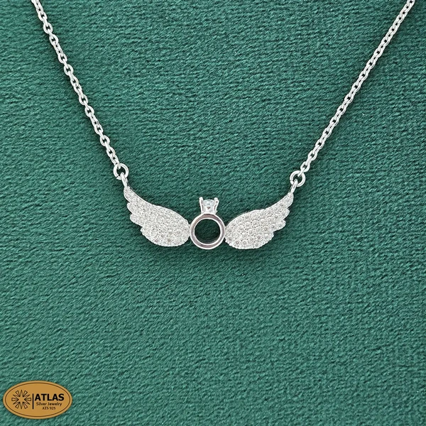 M49 آویز نقره بال دخترانه با نگین های برلیان 4.5 گرمی نقره اصل 925