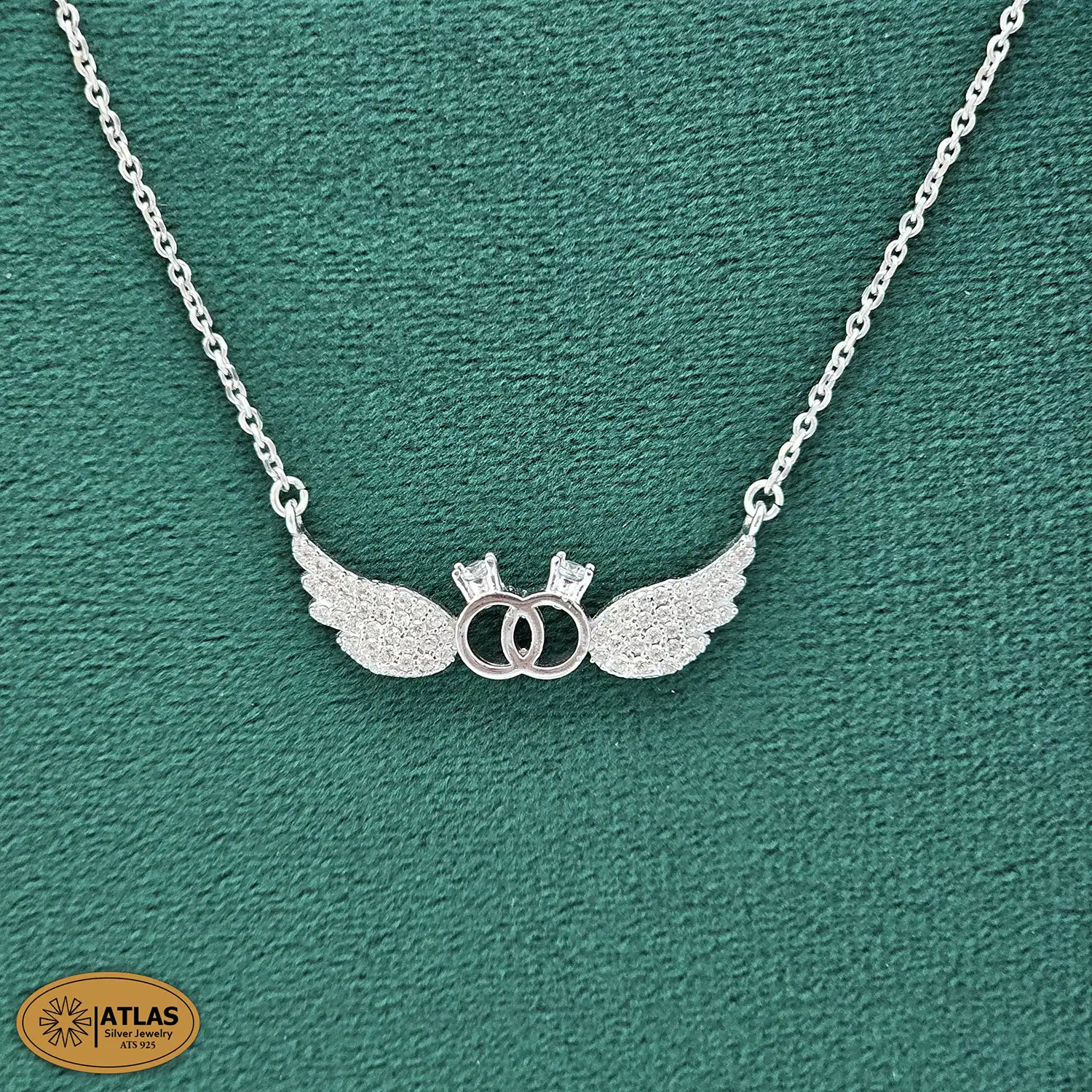 A2 آویز نقره بال دخترانه با نگین های برلیان 4.8 گرمی نقره اصل 925 - Image 1