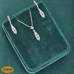 نیم ست نقره جواهری زنانه با نگین های برلیان و باگت 5.5 گرمی نقره اصل 925