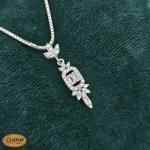 نیم ست نقره جواهری زنانه با نگین های برلیان و باگت 5.3 گرمی نقره اصل 925 - Image 2