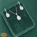 نیم ست نقره جواهری زنانه با نگین های برلیان و باگت 7.8 گرمی نقره اصل 925