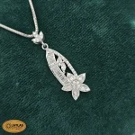 نیم ست نقره جواهری زنانه با نگین های برلیان و باگت 8.2 گرمی نقره اصل 925 - Image 2