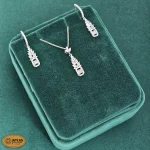 نیم ست نقره جواهری زنانه با نگین های برلیان و باگت 5.5 گرمی نقره اصل 925