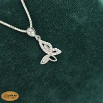 نیم ست نقره پروانه با نگین های برلیان و باگت 4.2 گرمی نقره اصل 925 - Image 2