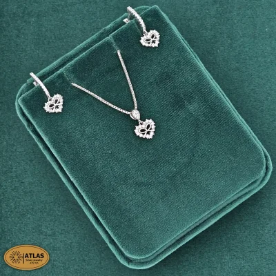 نیم ست نقره جواهری پاپیون با نگین های برلیان 3.9 گرمی نقره اصل 925