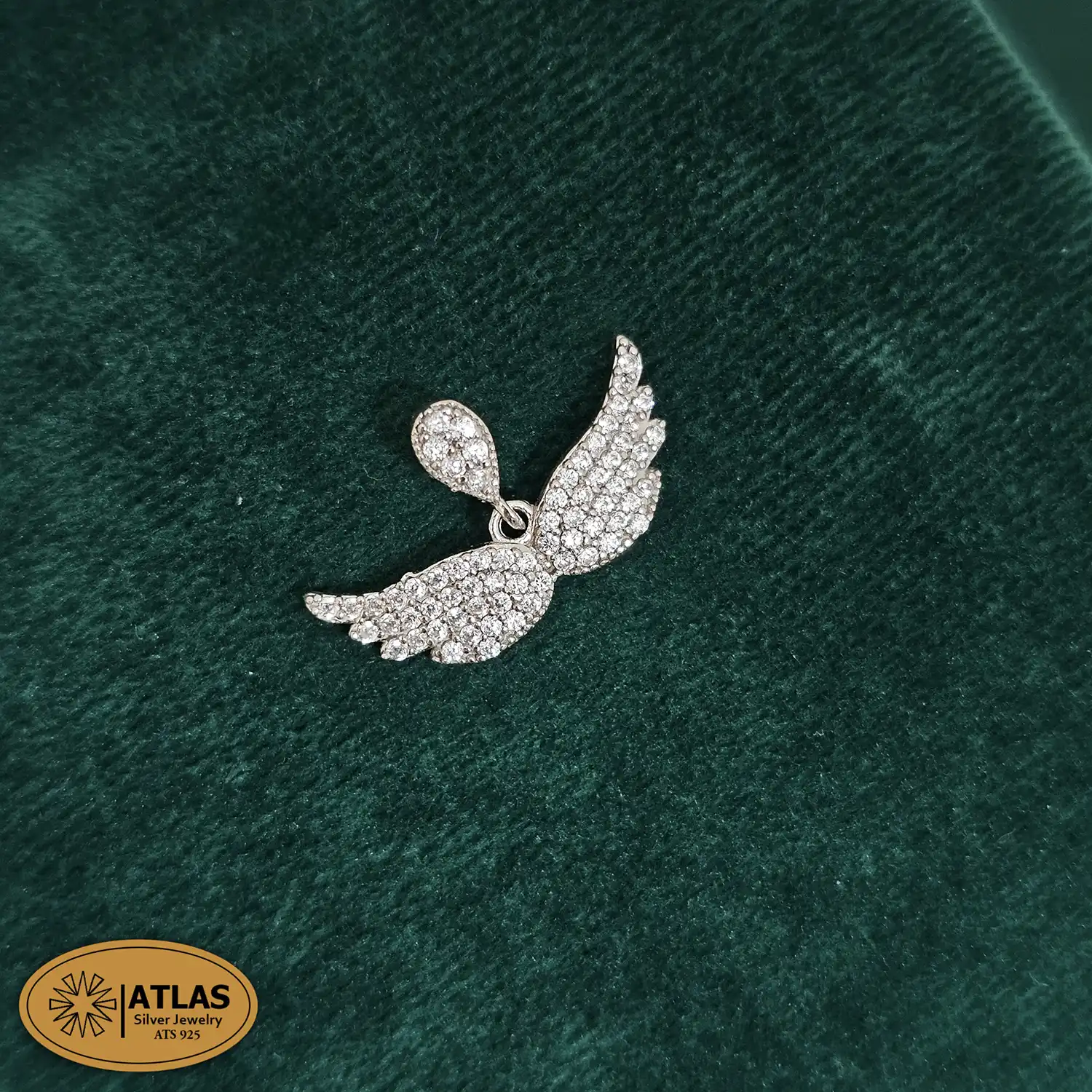 NJ93-1 نیم ست نقره جواهری بال فرشته با نگین های برلیان 4.8 گرمی نقره اصل 925 - Image 2