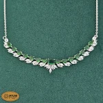 سرویس نقره زنجیری زنانه با نگین های برلیان و اشک، مارکیز 19.7 گرمی نقره اصل 925 - Image 2