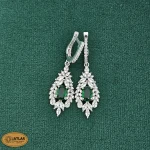 سرویس نقره زنجیری زنانه با نگین های برلیان و اشک، مارکیز 19.7 گرمی نقره اصل 925 - Image 4