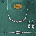 سرویس نقره زنجیری زنانه با نگین های برلیان و اشک، مارکیز 19.7 گرمی نقره اصل 925 - Image 5