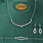 سرویس نقره زنجیری زنانه با نگین های برلیان و اشک، مارکیز 19.7 گرمی نقره اصل 925 - Image 9