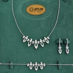 سرویس نقره زنجیری زنانه با نگین های برلیان و مارکیز، باگت 18.9 گرمی نقره اصل 925