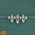 سرویس نقره زنجیری زنانه با نگین های برلیان و مارکیز، باگت 18.9 گرمی نقره اصل 925 - Image 3