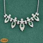 سرویس نقره زنجیری زنانه با نگین های برلیان و مارکیز، باگت 18.9 گرمی نقره اصل 925 - Image 2