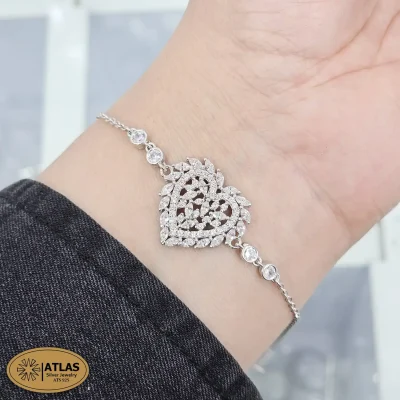 دستبند نقره زنجیری با نگین های برلیان 4 گرمی نقره اصل 925