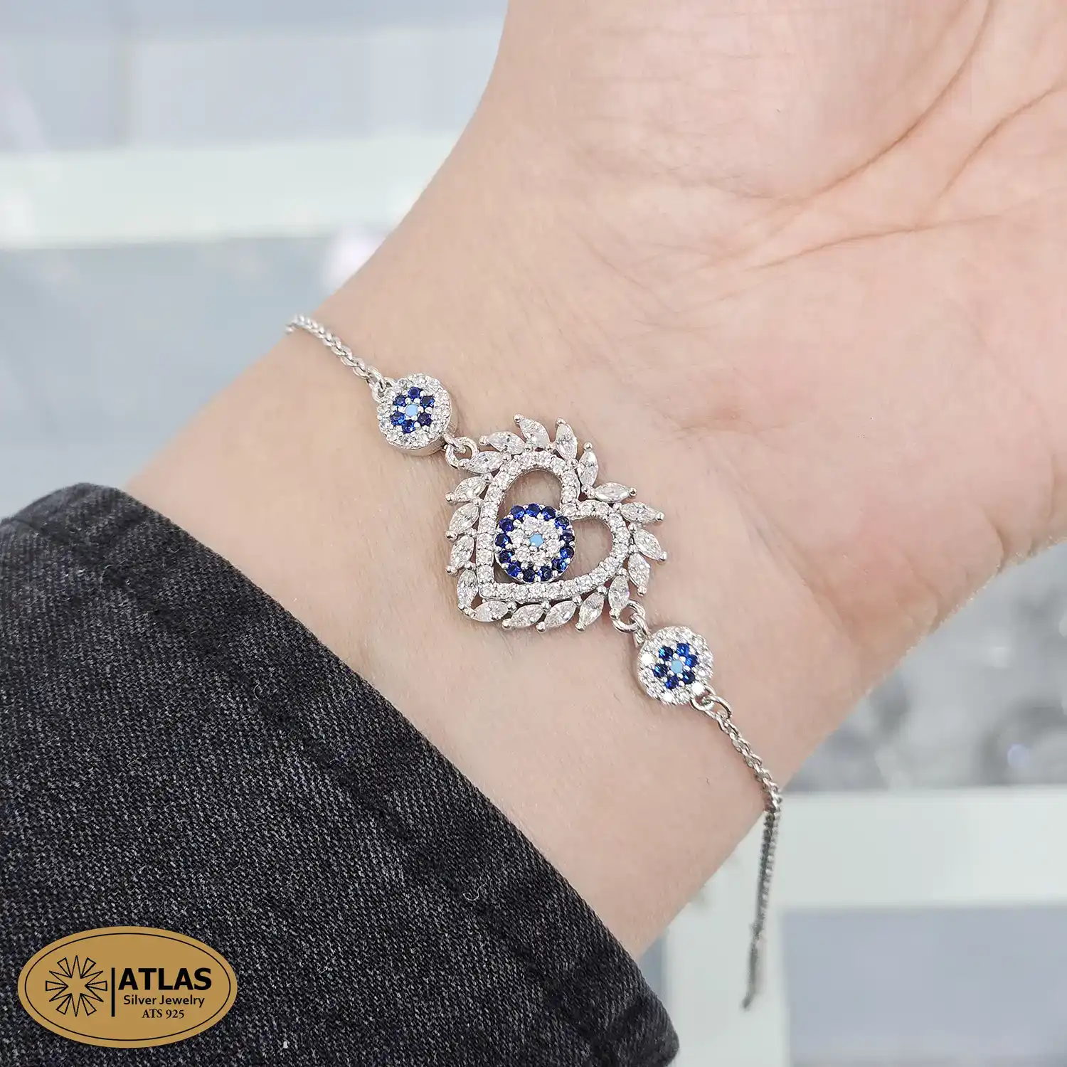 BZ26 دستبند نقره زنجیری با نگین های برلیان 3.8 گرمی نقره اصل 925 - Image 1