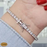 دستبند نقره زنانه جواهری تنیسی با نگین های برلیان 12.4 گرمی نقره اصل 925 - Image 2