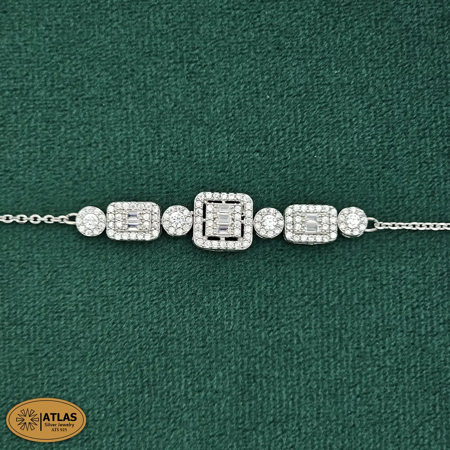 sz30-3 سرویس نقره زنانه میکرو با نگین های برلیان و باگت 21.2 گرمی نقره اصل 925 - Image 4