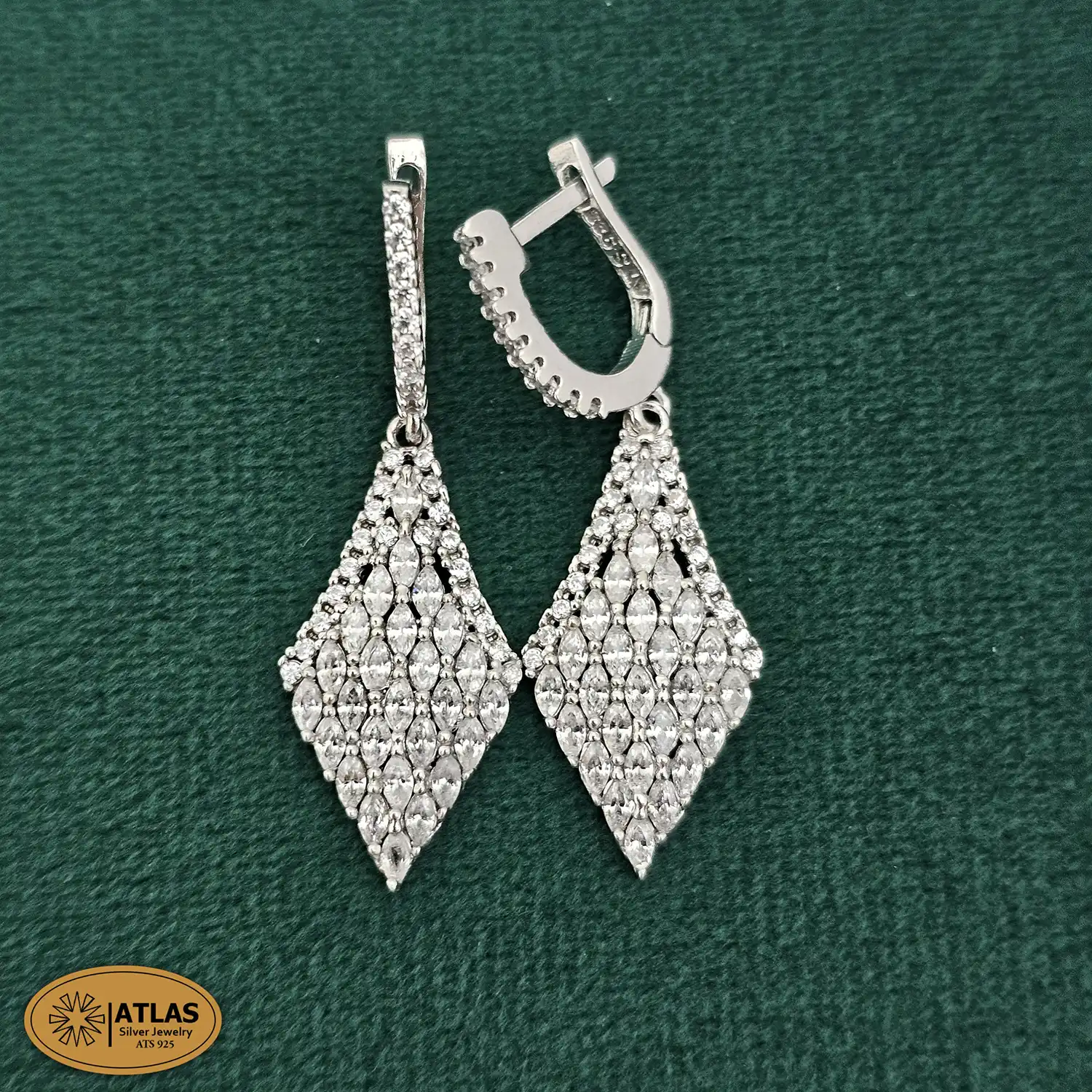 sz32-1 (5) سرویس نقره زنانه میکرو با نگین های برلیان و مارکیز 21.7 گرمی نقره اصل 925 - Image 5