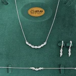 سرویس نقره زنانه میکرو با نگین های برلیان و مارکیز 11.7 گرمی نقره اصل 925