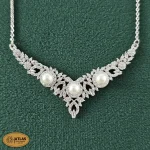 سرویس نقره زنانه مرواریدی میکرو با نگین های برلیان و مارکیز 15.6 گرمی نقره اصل 925 - Image 3