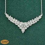 سرویس نقره زنانه میکرو با نگین های برلیان و باگت 16.6 گرمی نقره اصل 925 - Image 2