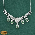 سرویس نقره زنجیری زنانه با نگین های برلیان و اشک 23.8 گرمی نقره اصل 925 - Image 2