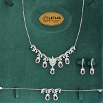 سرویس نقره زنجیری زنانه با نگین های برلیان و اشک 23.8 گرمی نقره اصل 925 - Image 5