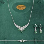 سرویس نقره زنجیری زنانه با نگین های برلیان و اشک 16.5 گرمی نقره اصل 925