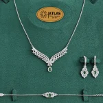 سرویس نقره زنجیری زنانه با نگین های برلیان و اشک 15.5 گرمی نقره اصل 925