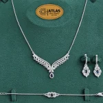 سرویس نقره زنجیری زنانه با نگین های برلیان و اشک 15.5 گرمی نقره اصل 925 - Image 6